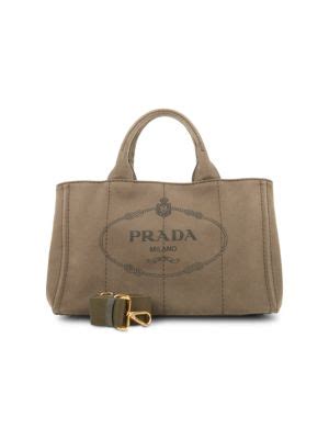 Prada Logo Canapa Canvas Top Handle Bag on SALE 